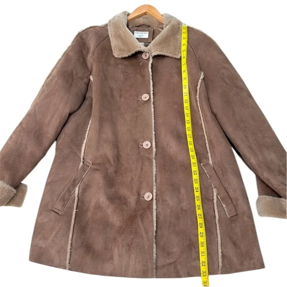 Covington Womens Faux Fur Collar Cuffs Lining Winter Coat Jacket Brown Size 16 - Picture 9 of 11